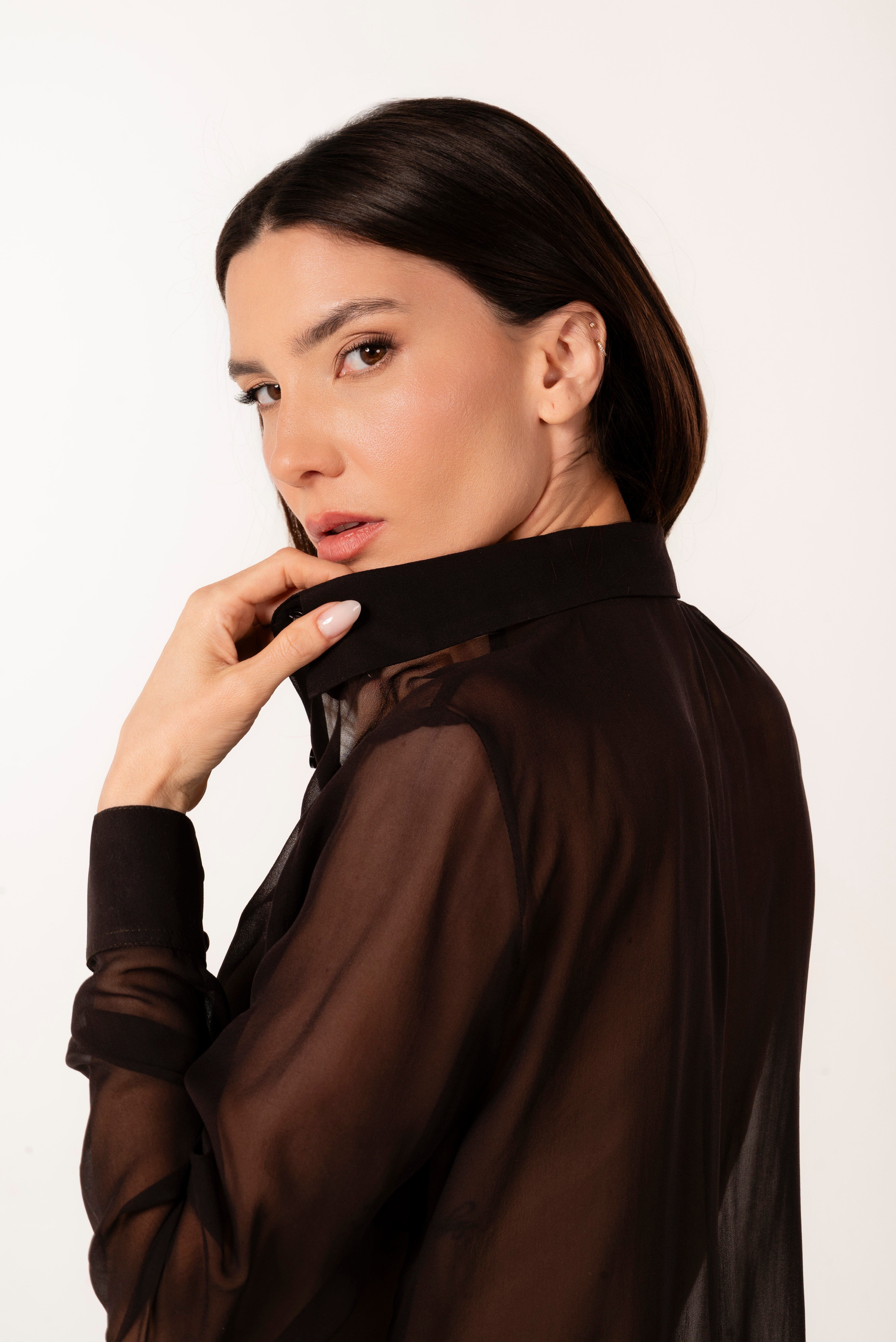 ADA BROWN SILK SHIRT