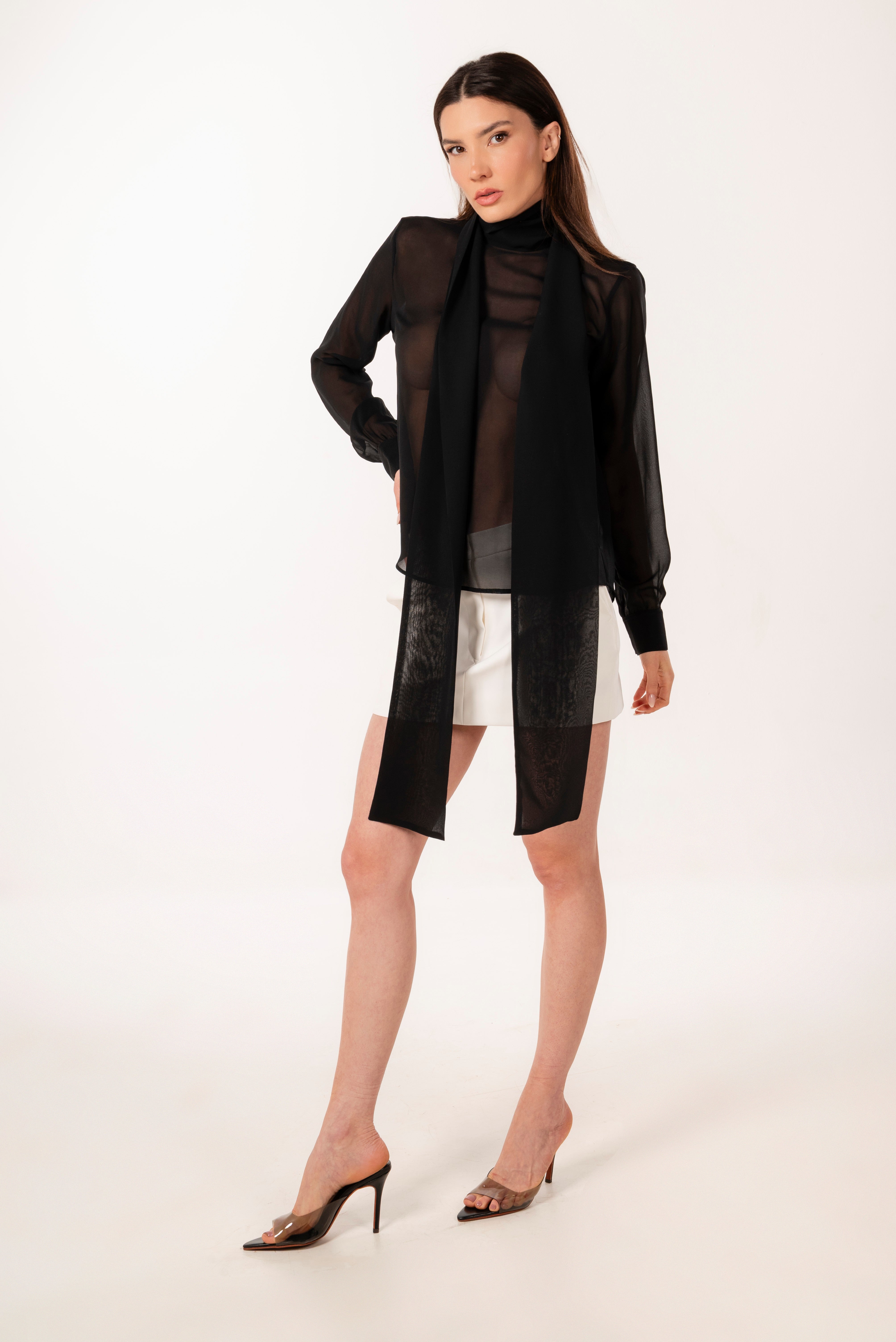 SIENNA BLACK SILK BLOUSE