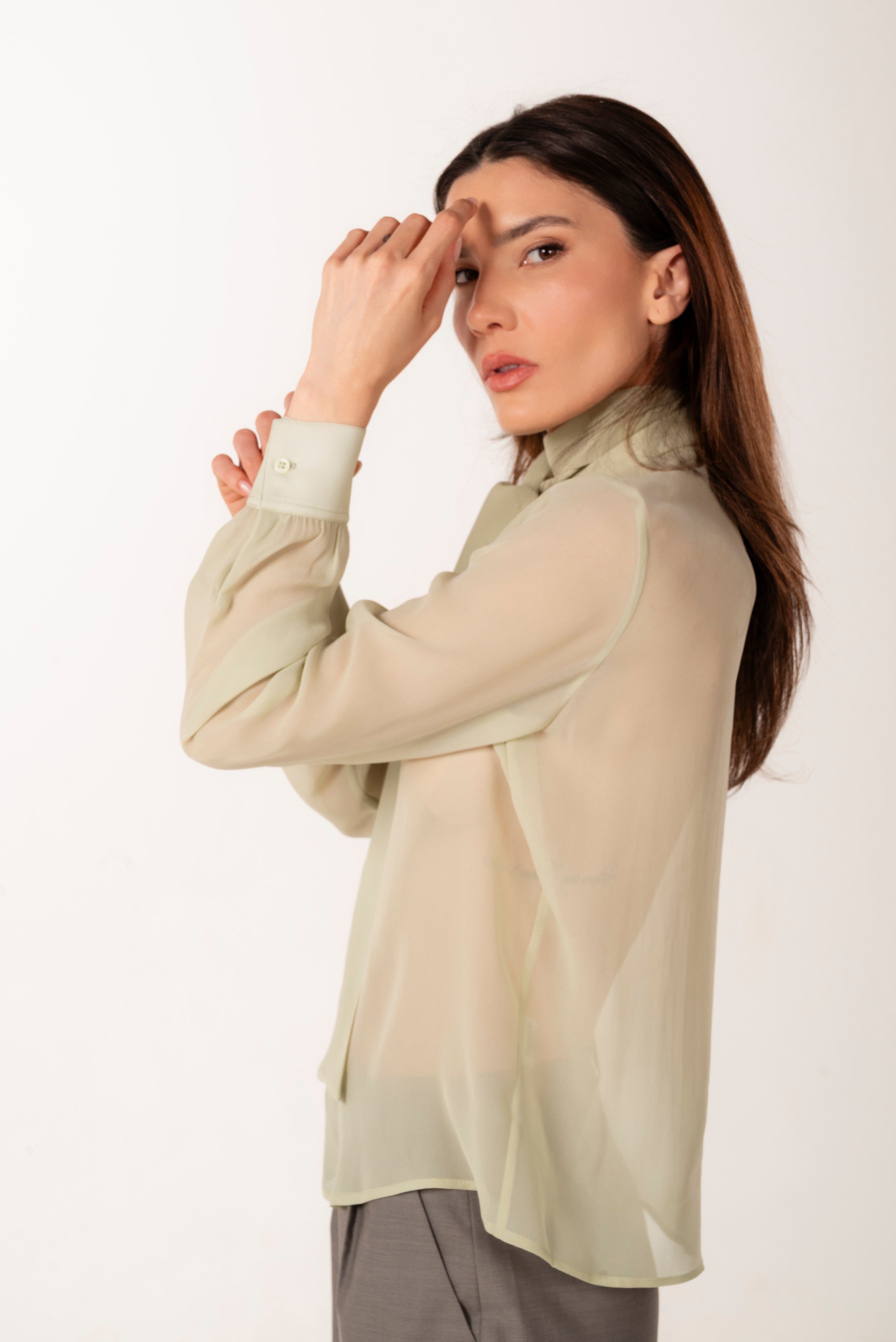 SIENNA LIGHT GREEN SILK BLOUSE