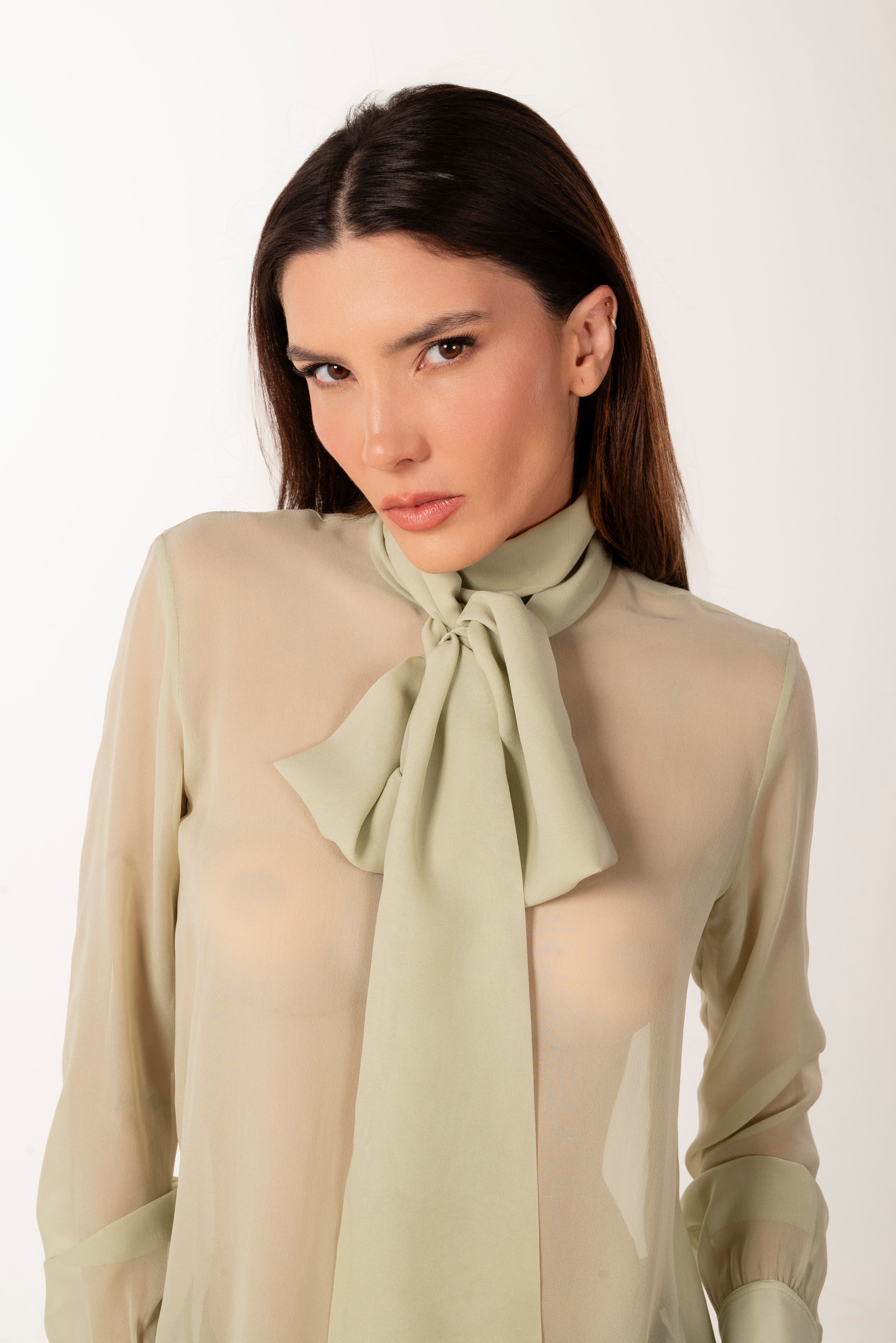 SIENNA LIGHT GREEN SILK BLOUSE