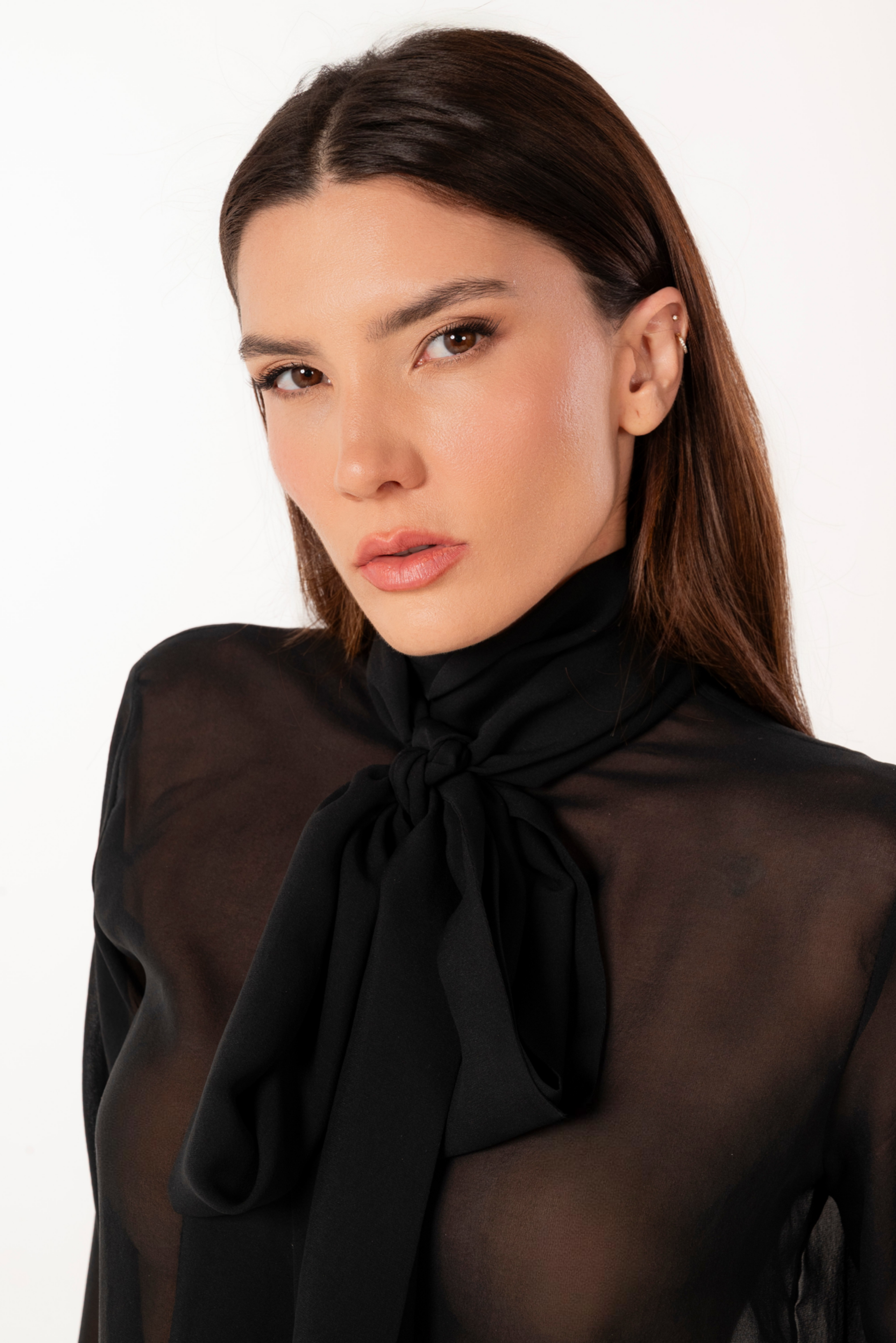 SIENNA BLACK SILK BLOUSE