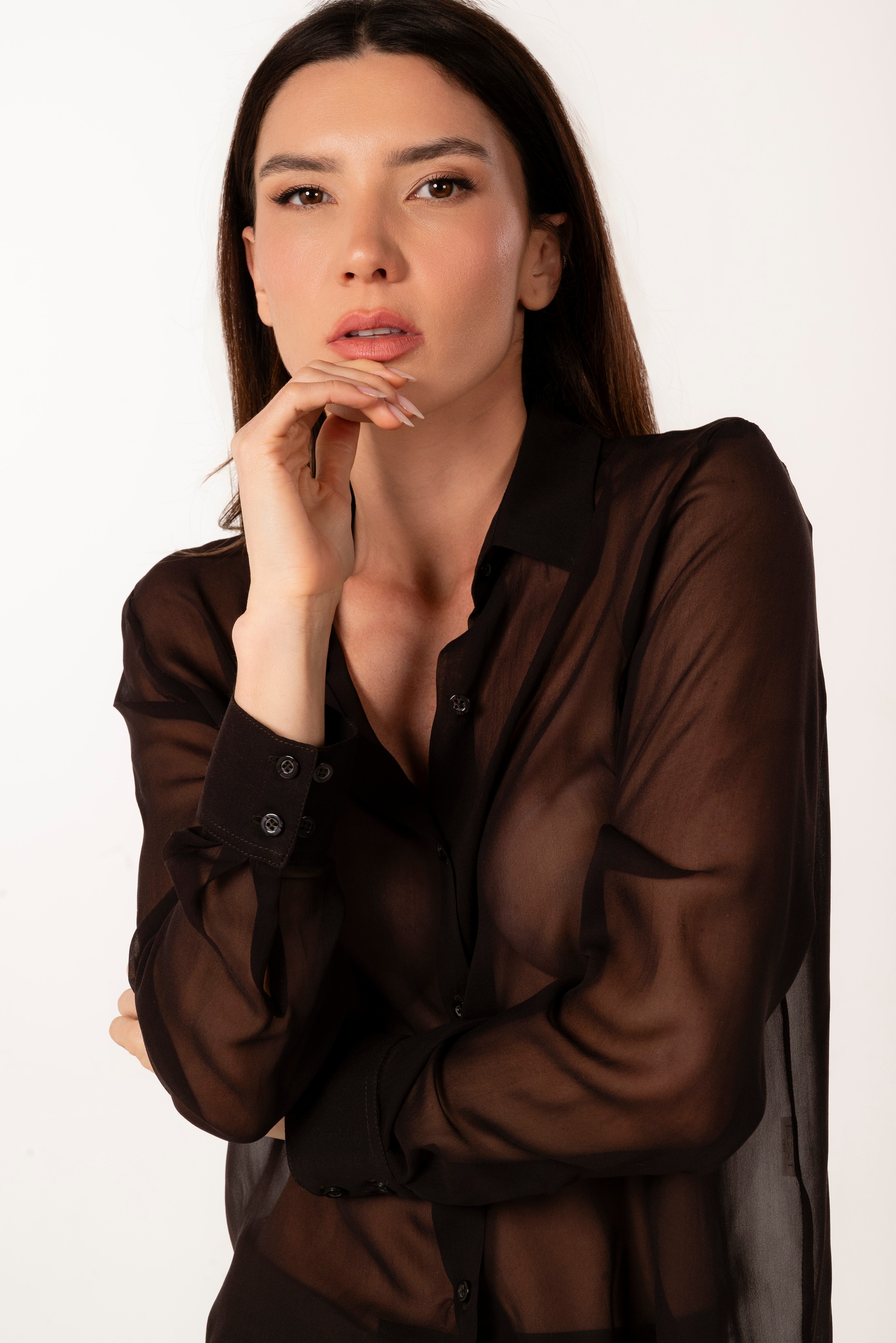 ADA BROWN SILK SHIRT