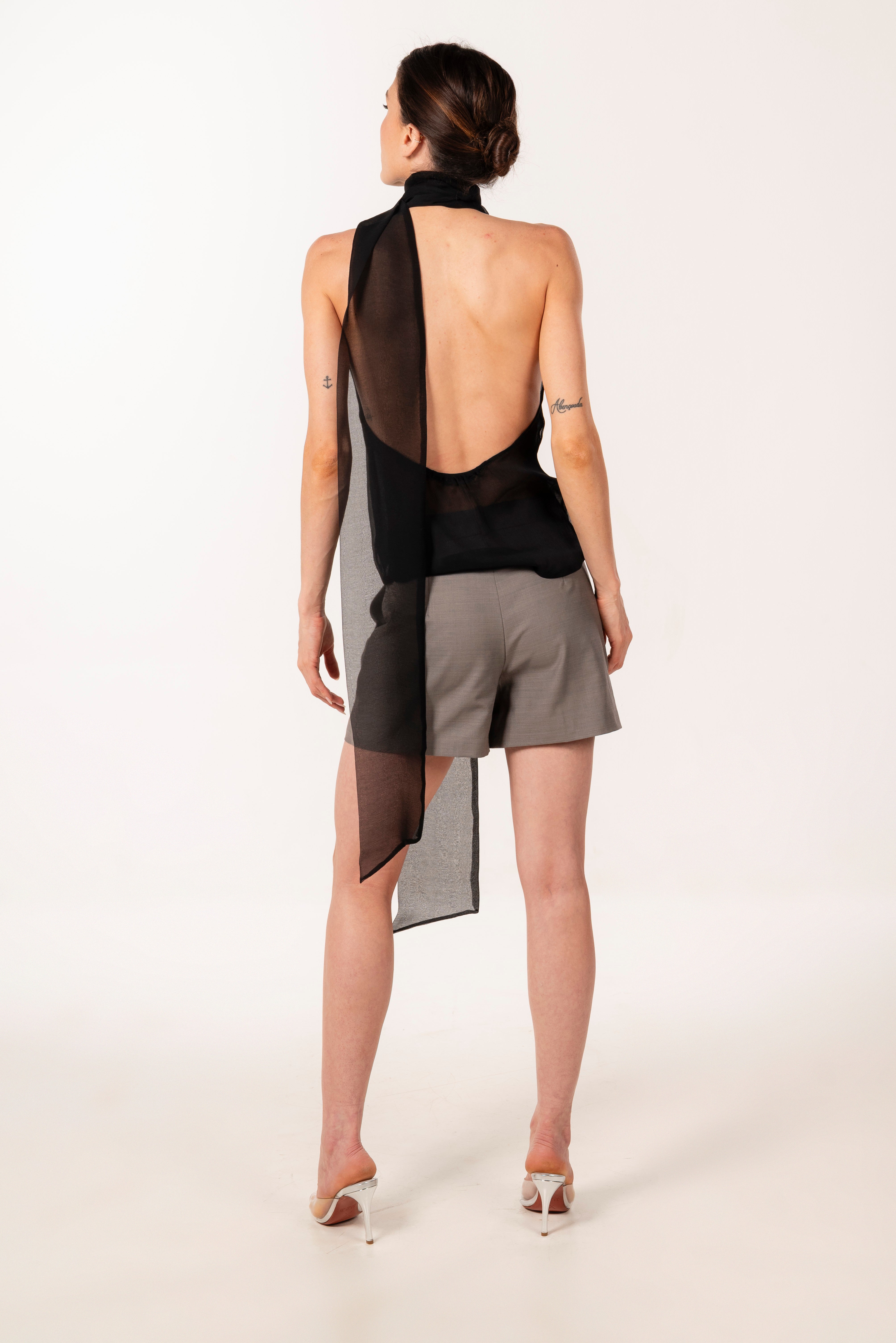 MIA BLACK SILK HALTER TOP
