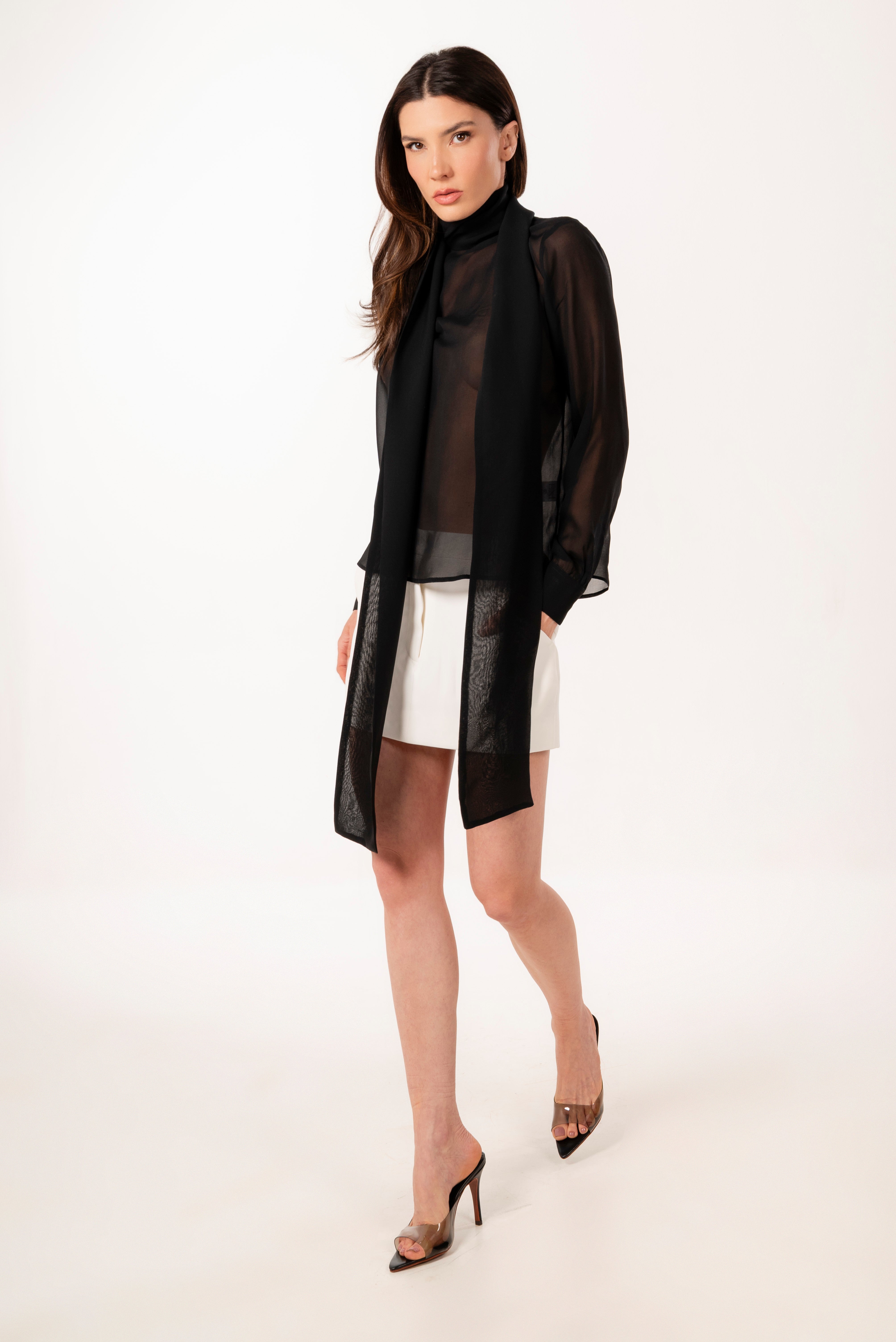 SIENNA BLACK SILK BLOUSE