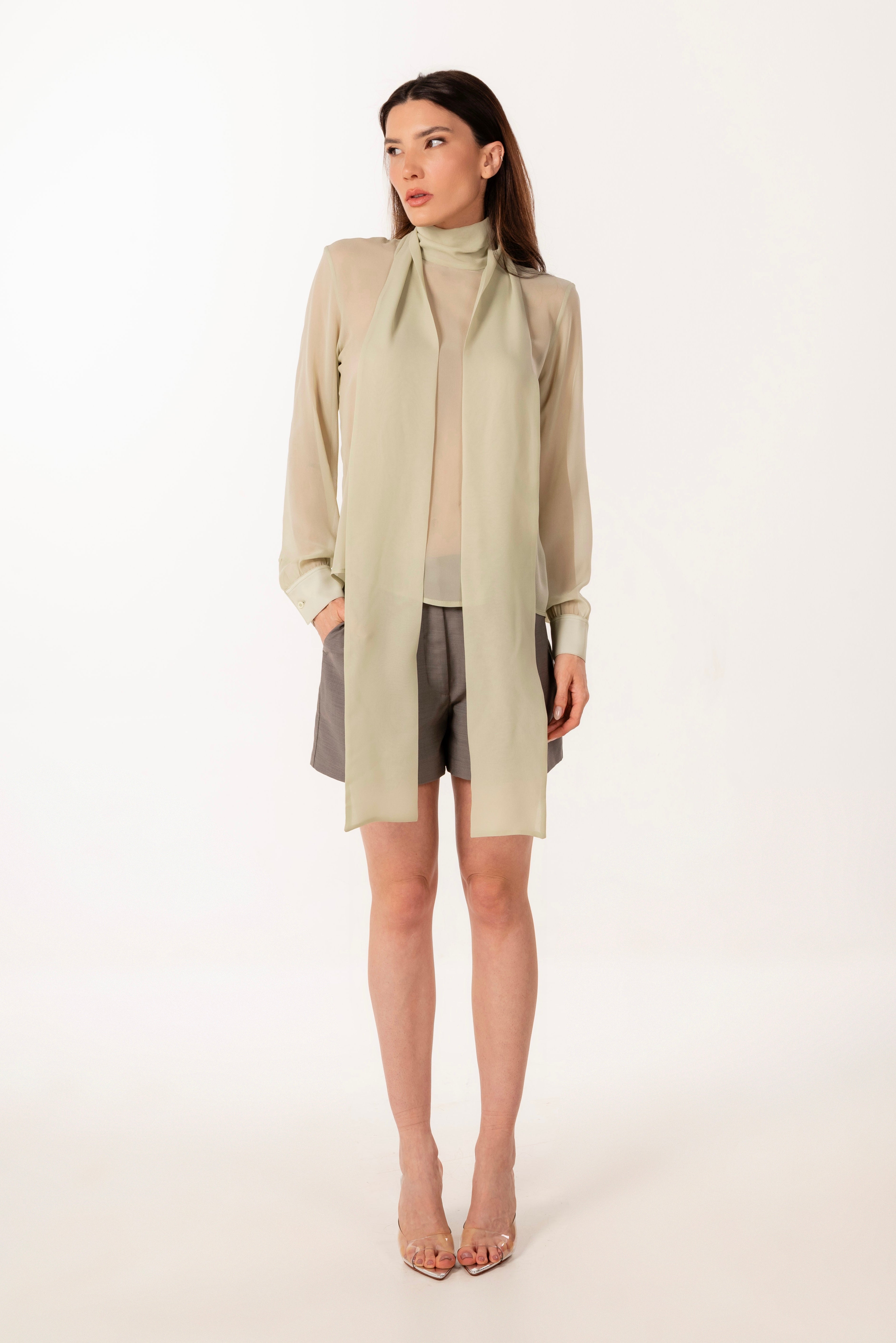 SIENNA LIGHT GREEN SILK BLOUSE