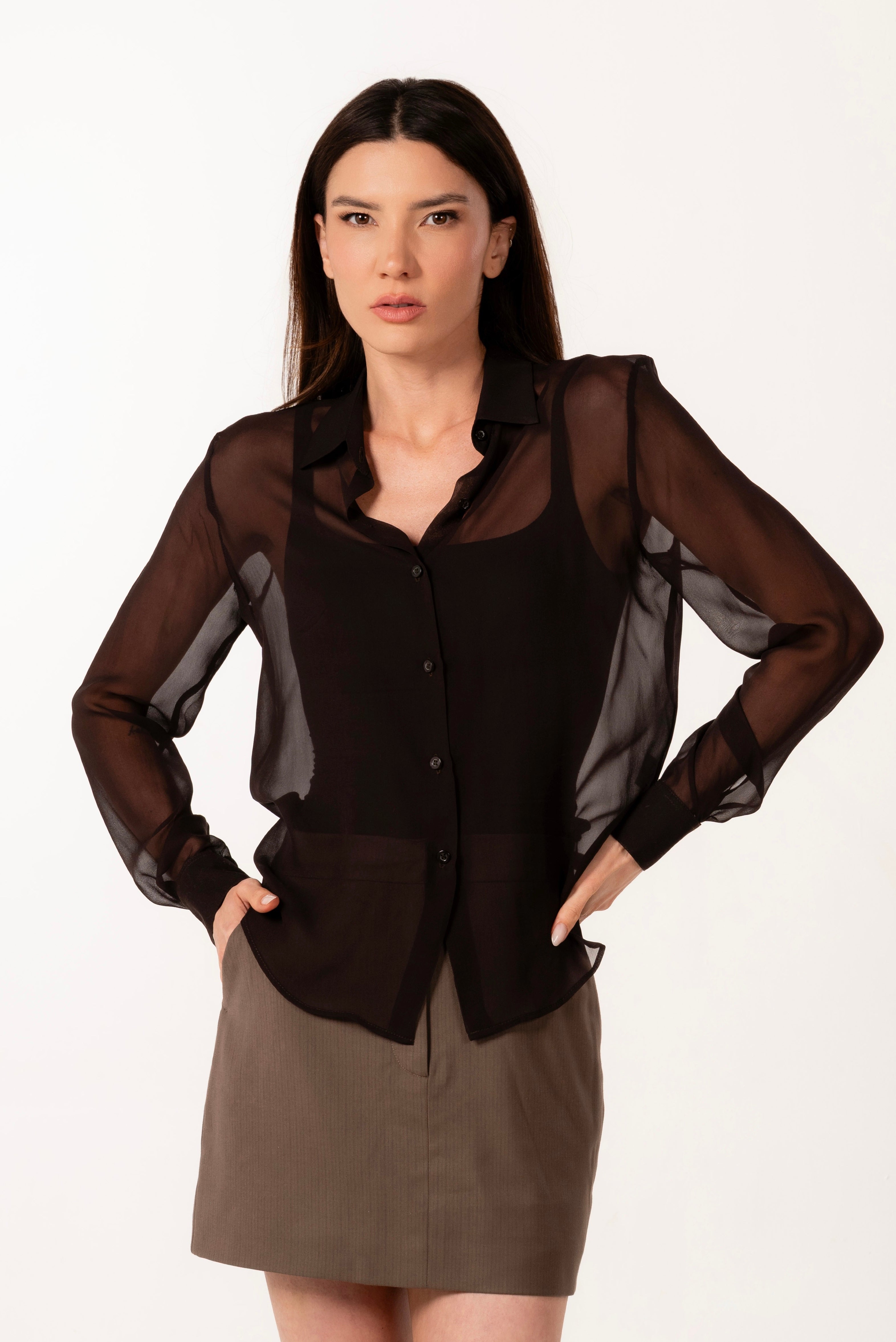 ADA BROWN SILK SHIRT