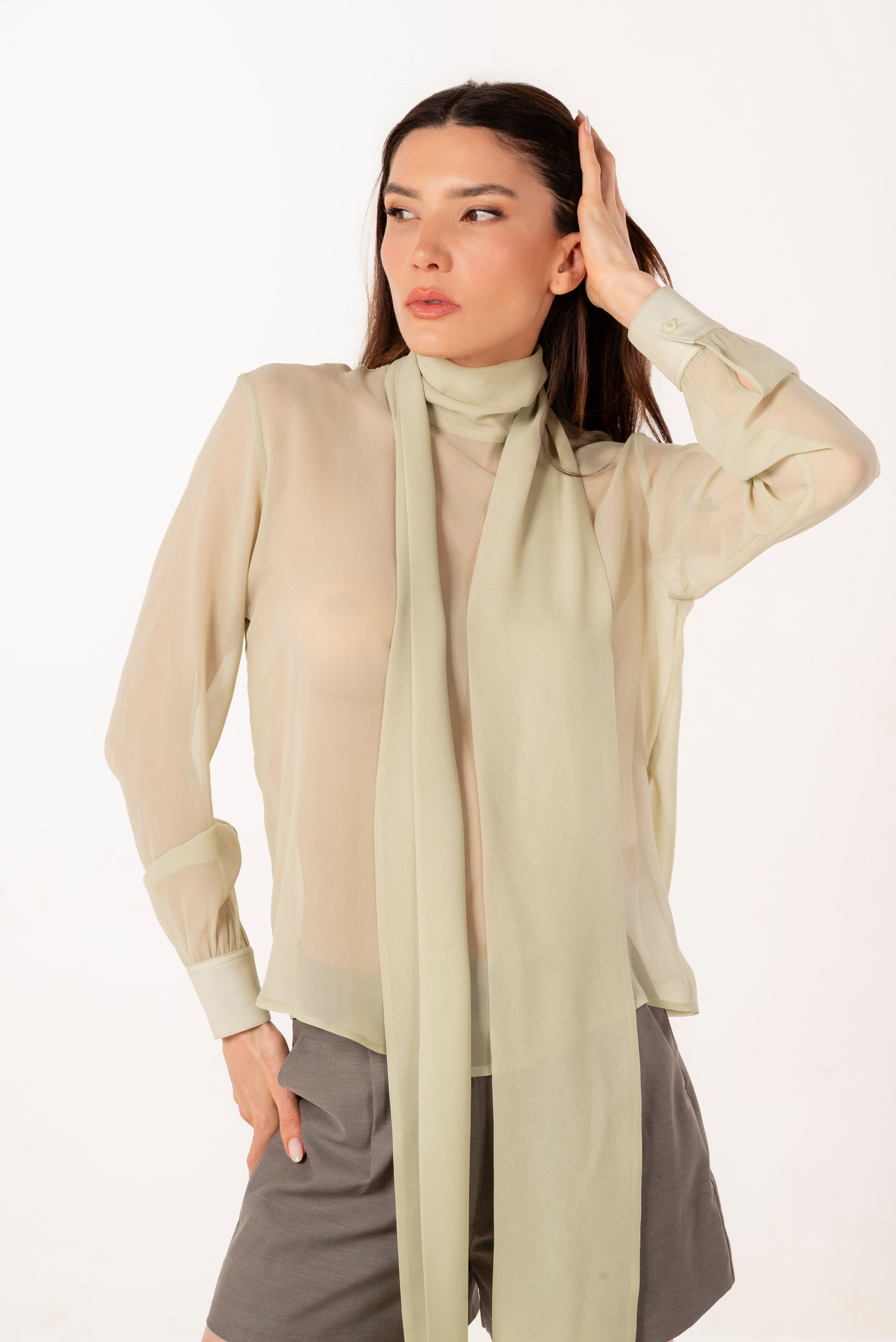 SIENNA LIGHT GREEN SILK BLOUSE
