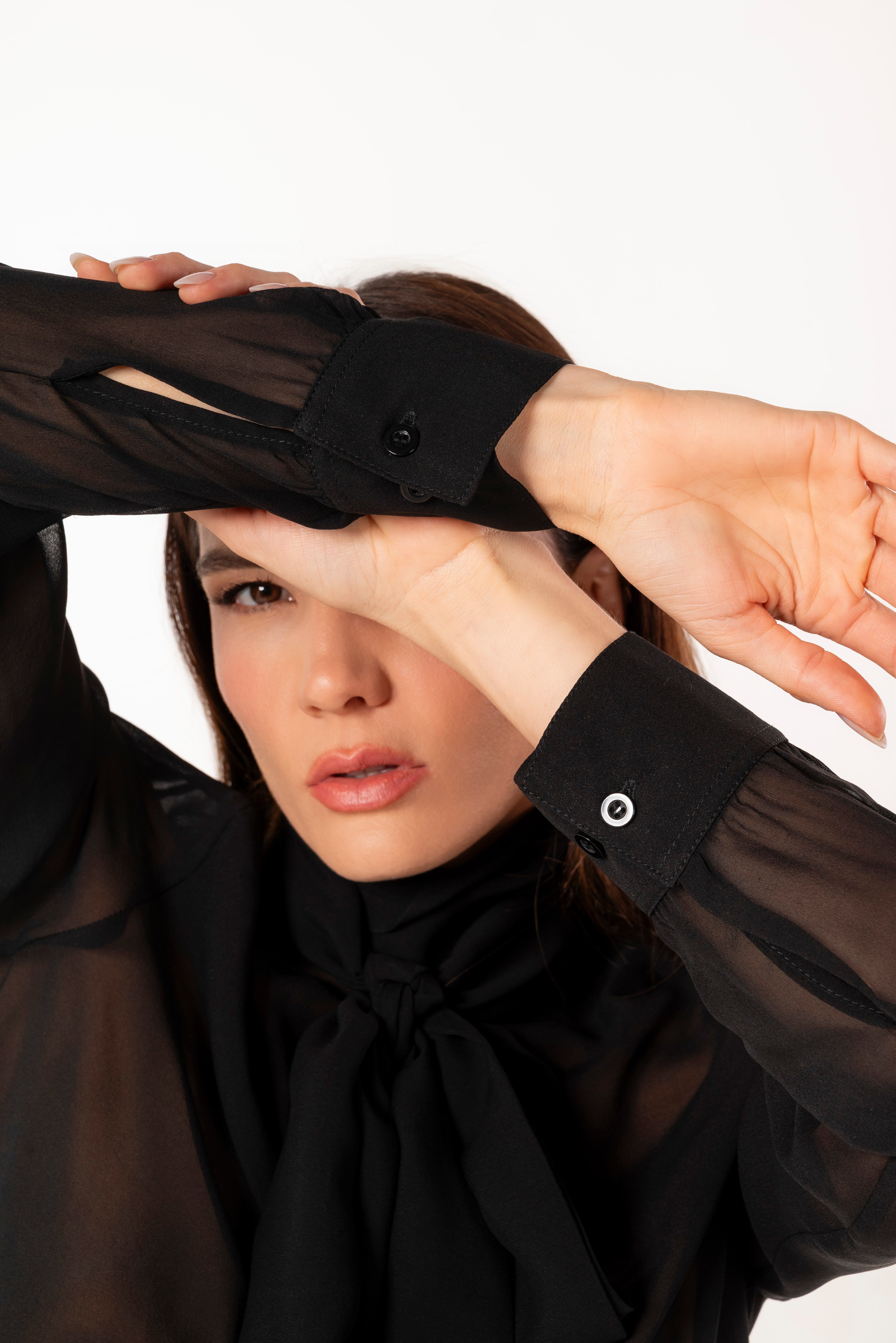 SIENNA BLACK SILK BLOUSE